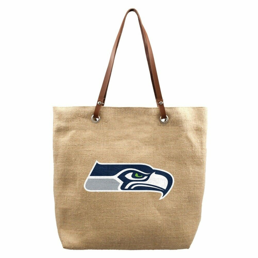 NFL Seattle Seahawks Burlap Jute Tote Bag Handbag